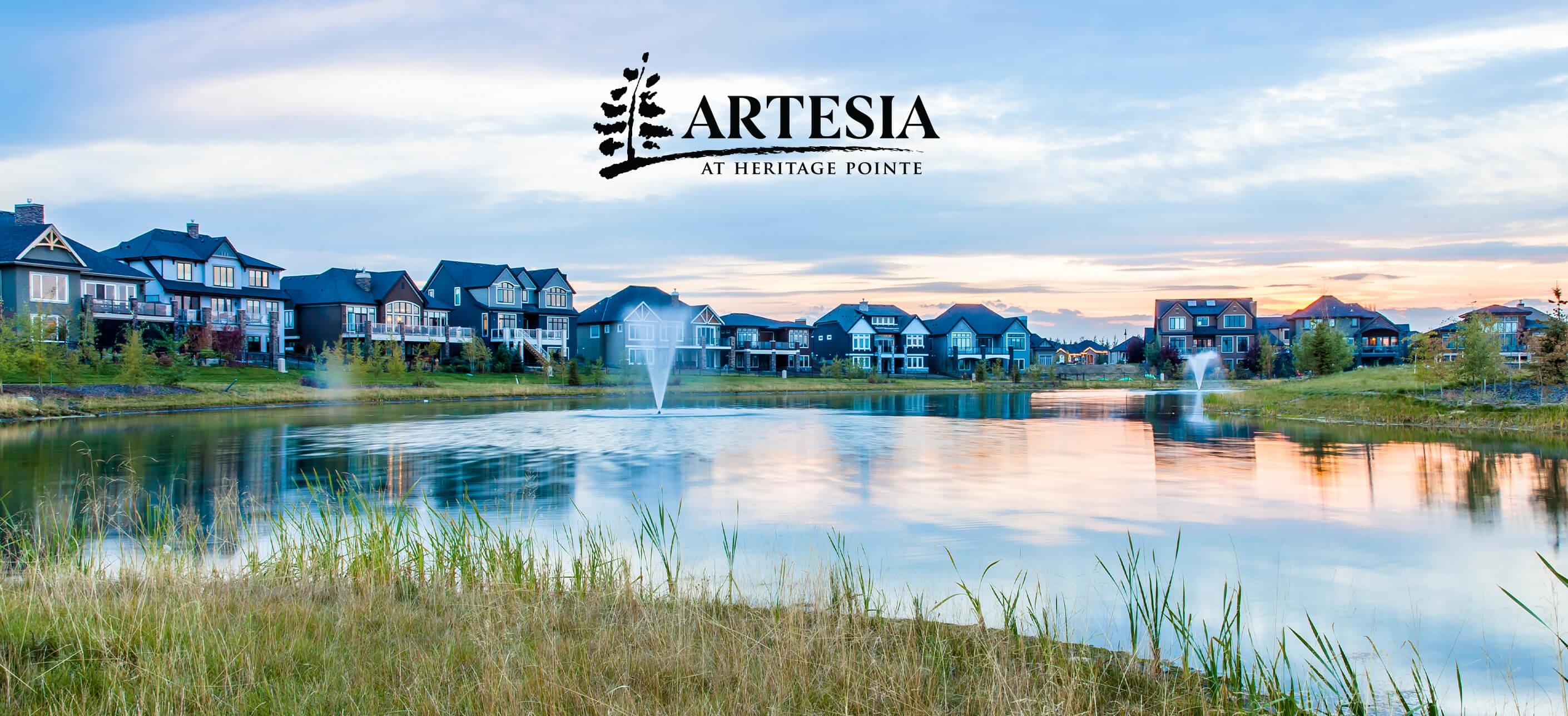 Homes backing wetland area in the community of Artesia at Heritage Pointe