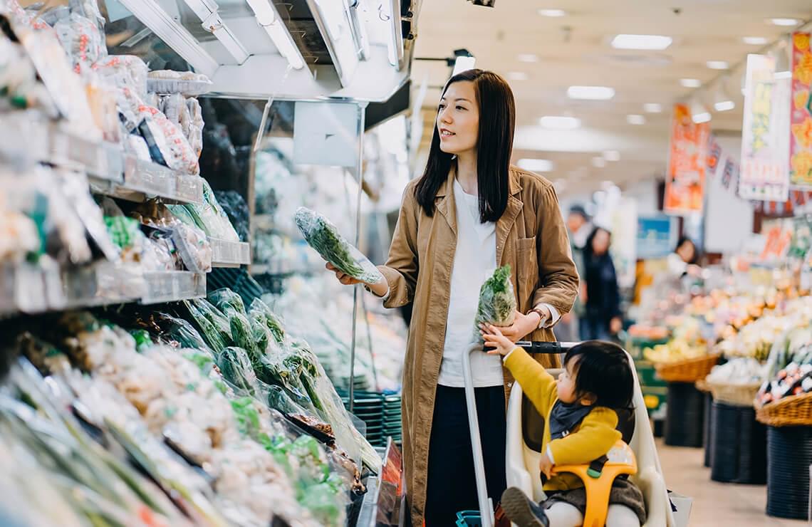 Woman shopping for groceries