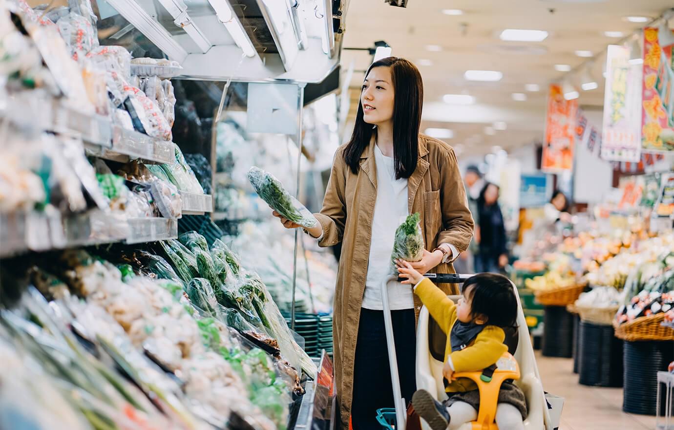 Woman shopping for groceries