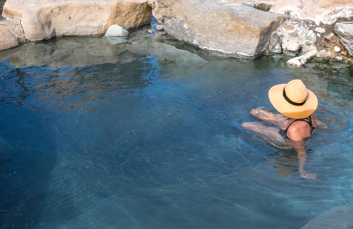 Person sitting in spa