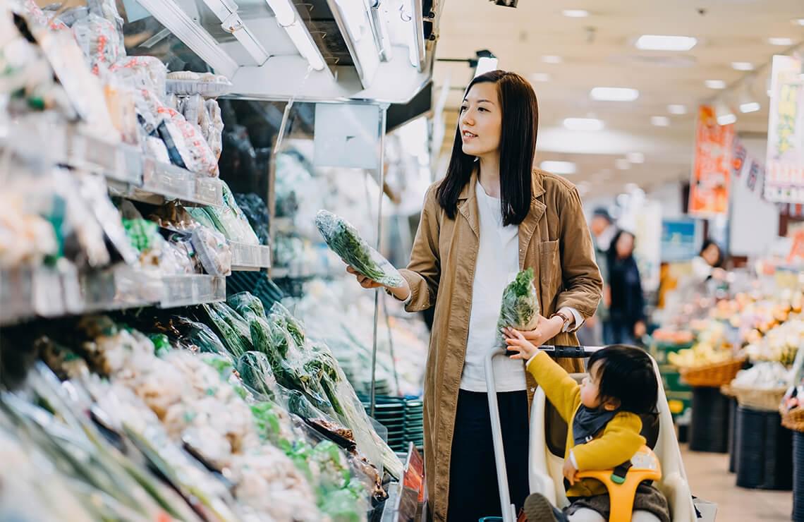 Woman shopping at supermarket