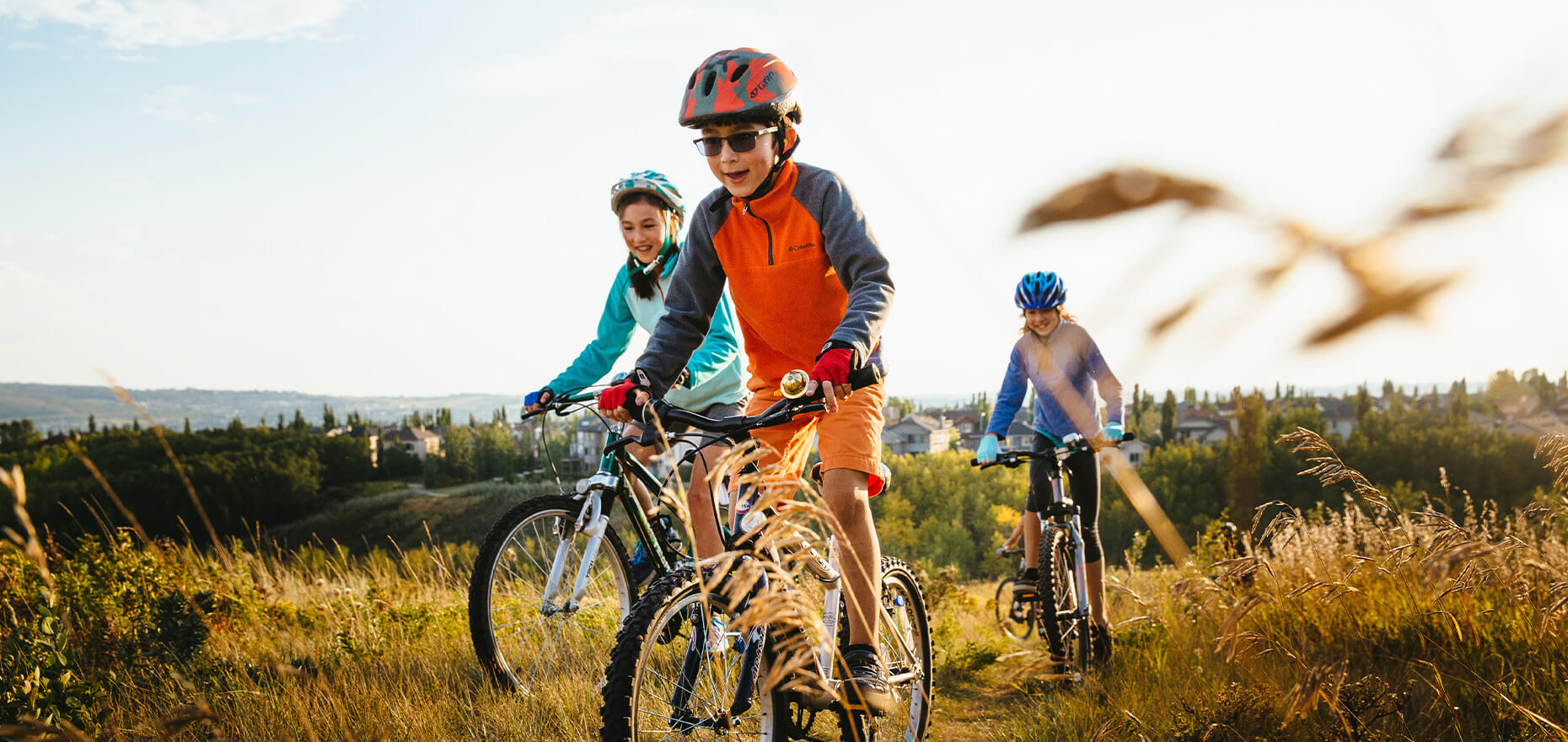 Kids riding their mountain bikes