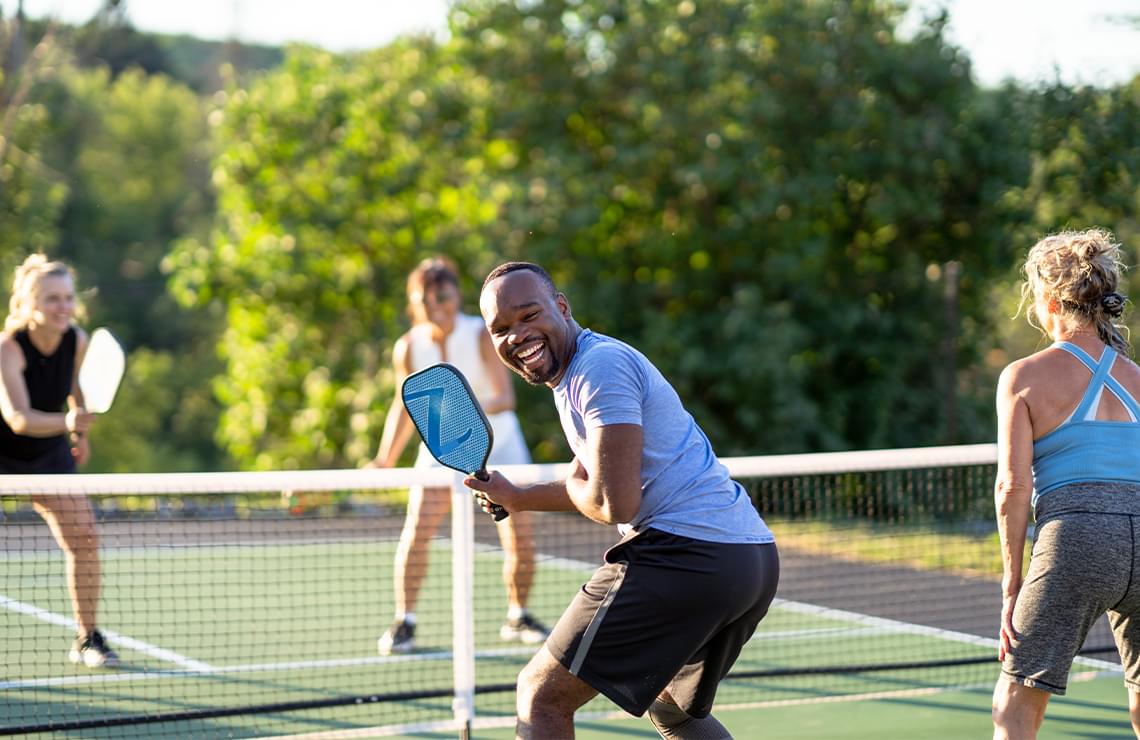 playing pickleball